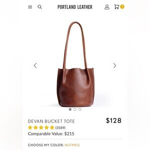 Portland Leather Devan Tote Classic Nutmeg EXCELLENT Condition!